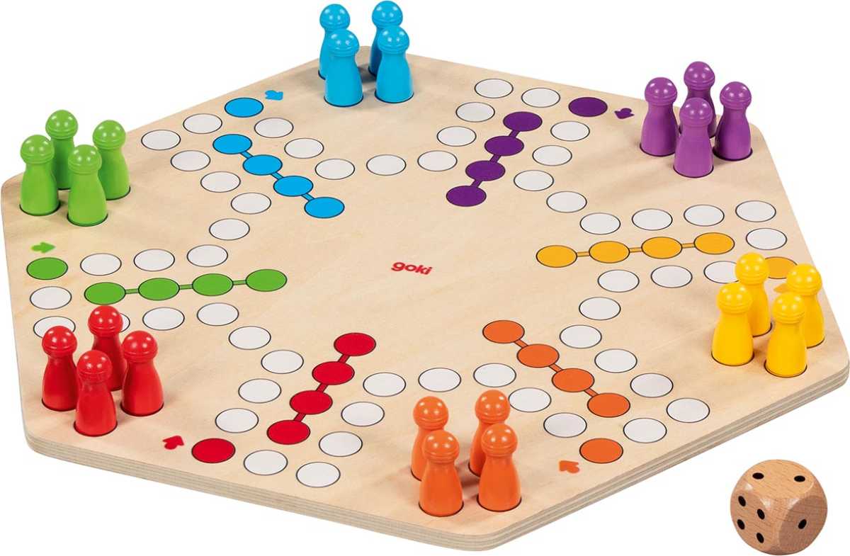 Ludo für bis zu 6 Spieler, beidseitig bedruckt