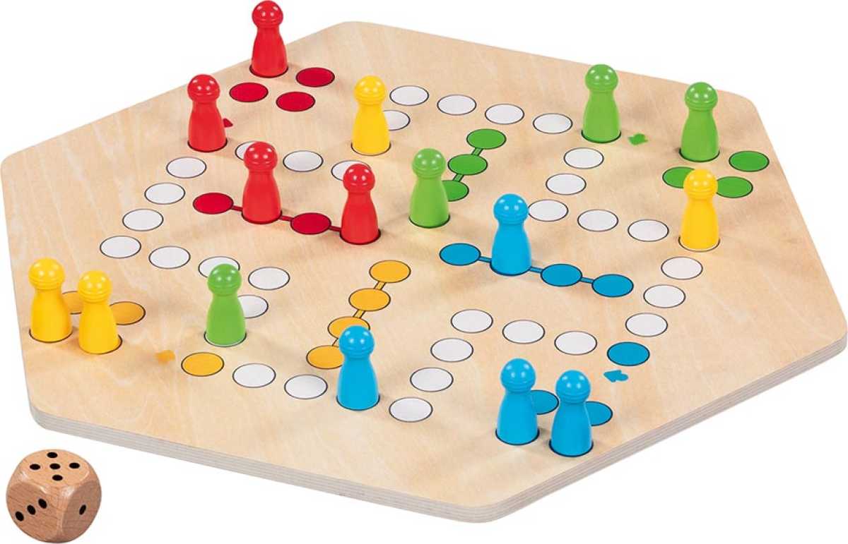 Ludo für bis zu 6 Spieler, beidseitig bedruckt