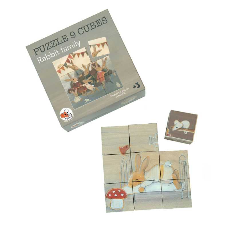 Würfelpuzzle Hasenfamilie 9-teilig