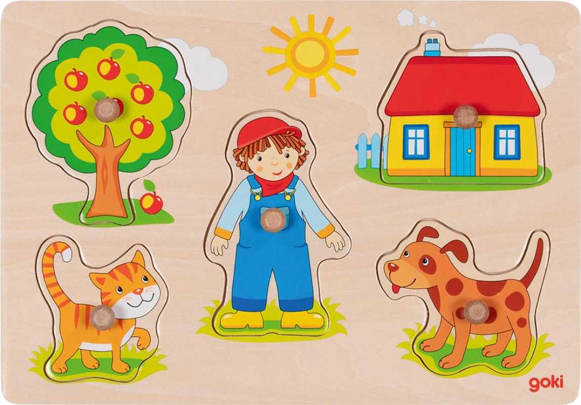 Katze, Hund,... Steckpuzzle, 5-teilig