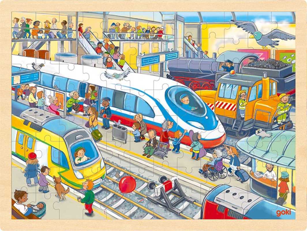 Einlegepuzzle Bahnhof, 96 Teile