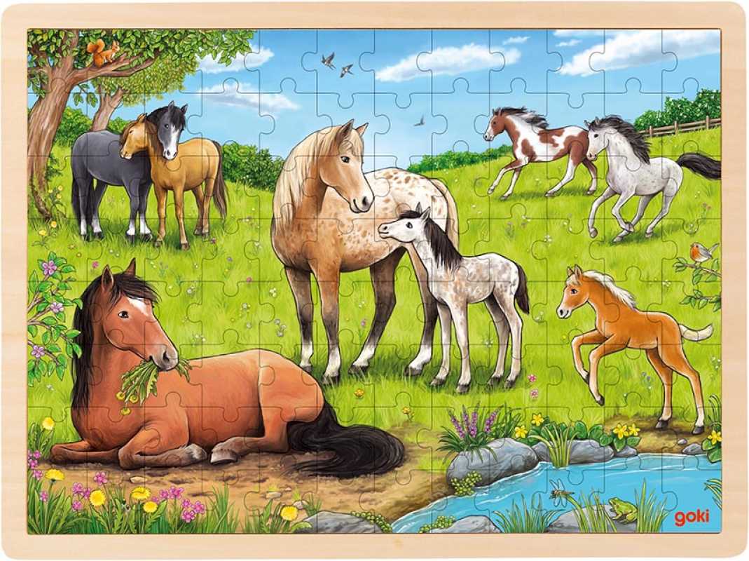 Einlegepuzzle Sommer auf der Pferdewiese, 96 Teile