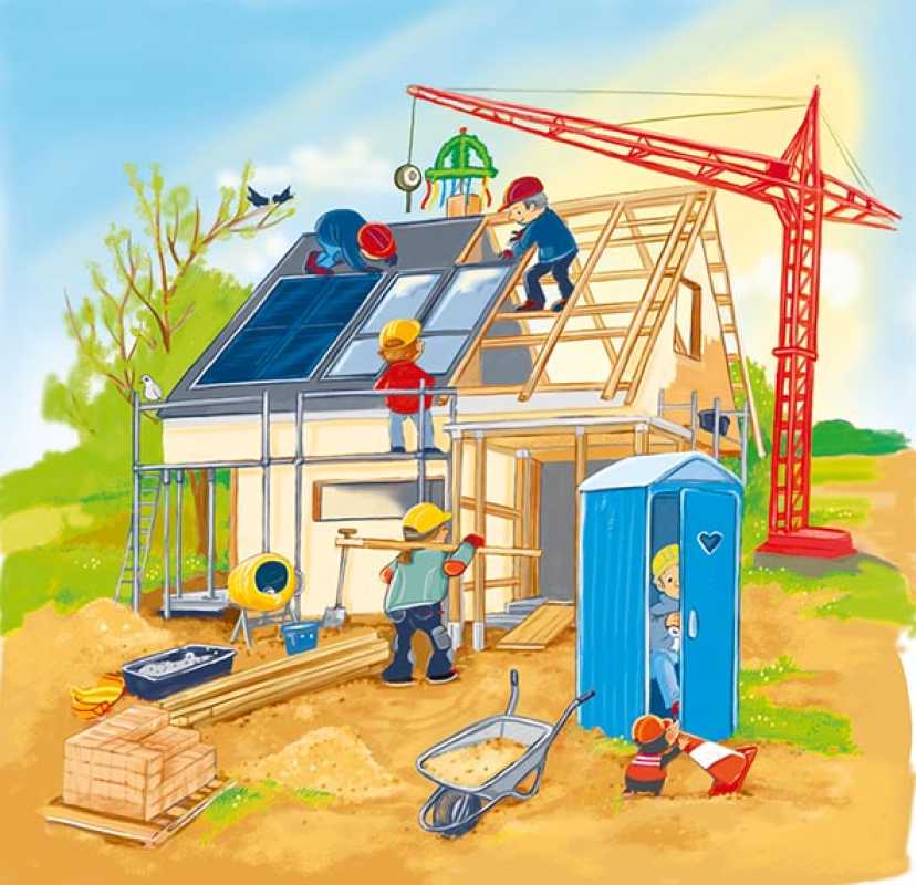 Schichtenpuzzle Wir bauen ein Haus, 3 Schichten