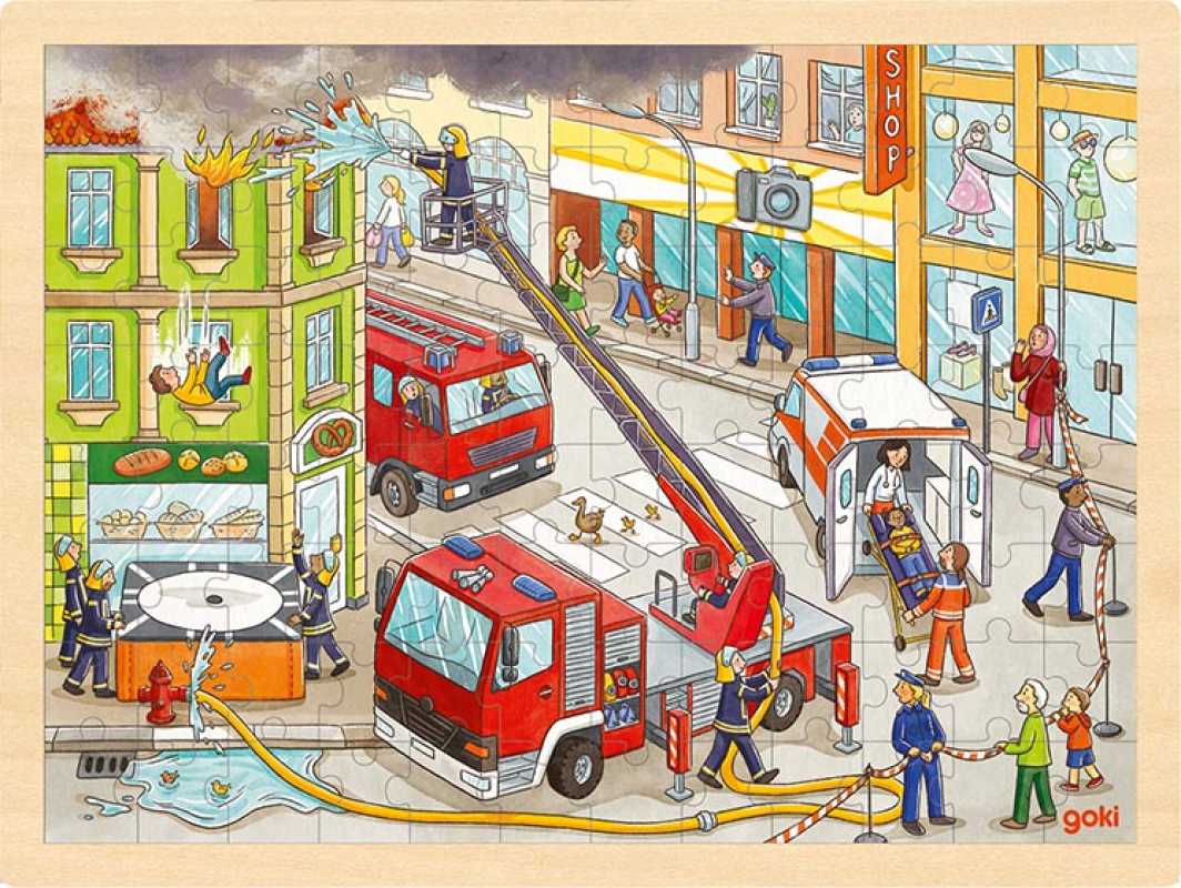 Einlegepuzzle Feuerwehreinsatz 96 Teile