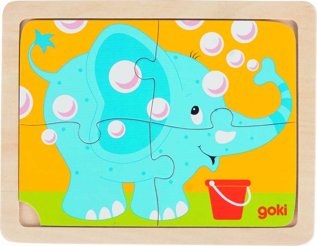 Einlegepuzzle Dino, Feuerwehr, Elefant
