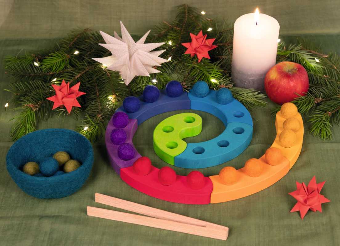 Farbsortierspiel und Adventsspirale