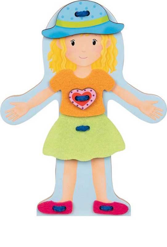 Anziehpuppe aus Holz und Filz