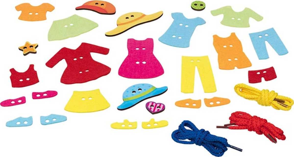 Anziehpuppe aus Holz und Filz