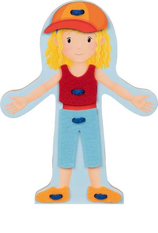 Anziehpuppe aus Holz und Filz