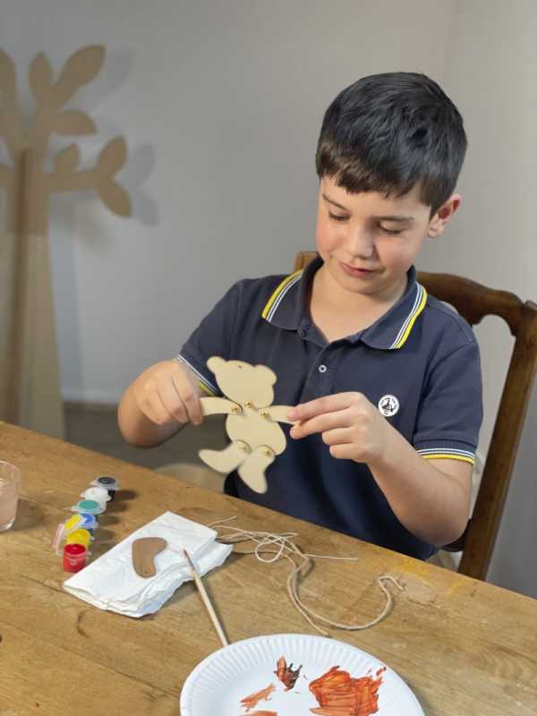 Hampelmann Bär zum Basteln & Bemalen