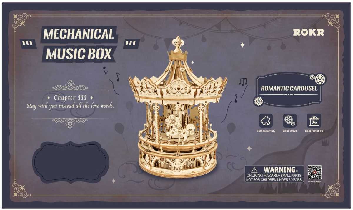 Holzbausatz Spieluhr Romantic Karussell