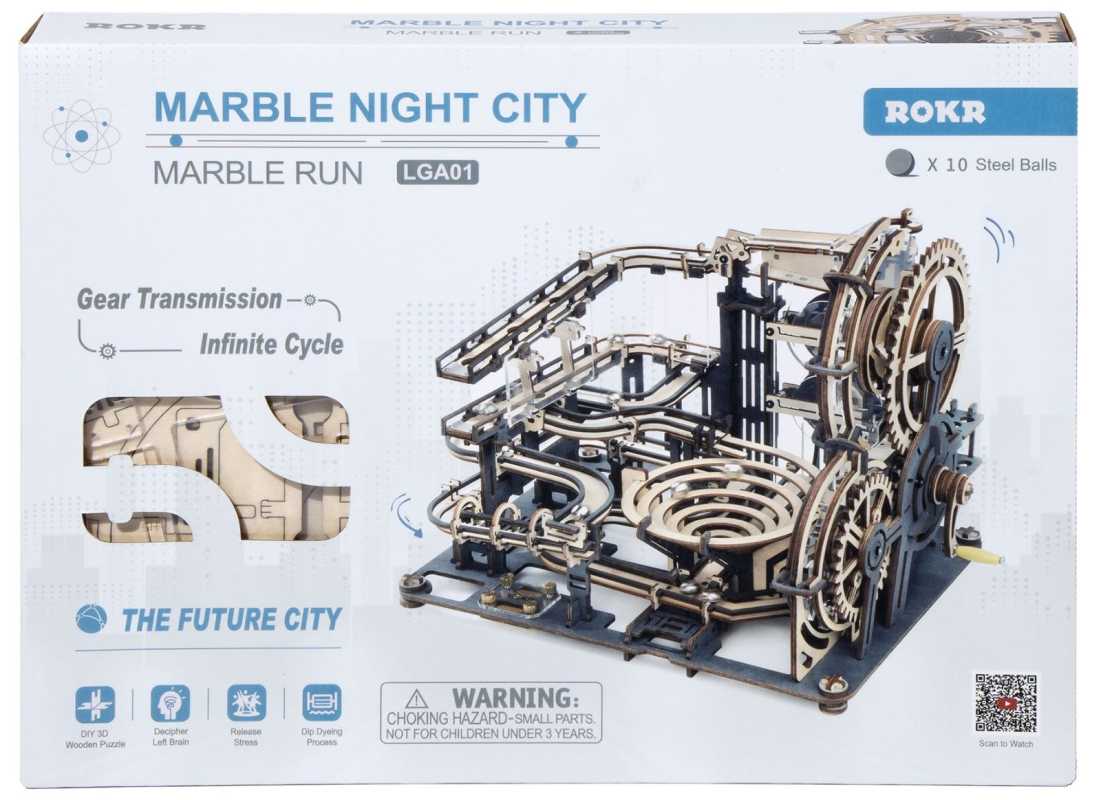 Holzbausatz Murmelbahn Night City