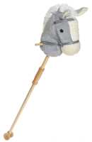 Plüsch Steckenpferd grau mit schwarzer Mähne 100 cm