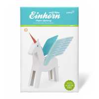 Einhorn weiss/blau Papierspielzeug