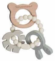 Beissring aus Holz & Silikon, crème