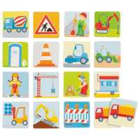 Memospiel Baustelle, 5 x 5 cm, Holz, 32 Teile
